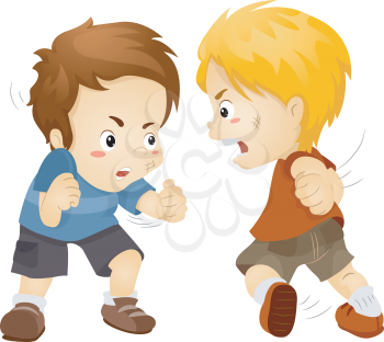 Illustration Featuring Two Boys Fighting