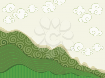 Background Illustration Featuring Random Curves Shaped Like a Mountain