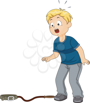 Illustration Featuring a Boy Shocked to Discover His Pet Missing