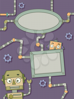 Background Illustration Featuring Robot-Themed Frames