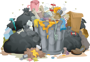 Illustration of a Pile of Decaying Garbage Left Lying Around
