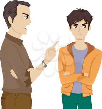 Illustration of a Father Scolding His Son