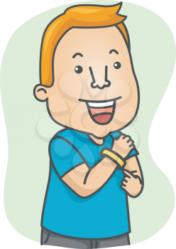 Illustration of a Man Wearing a Wristband for Support