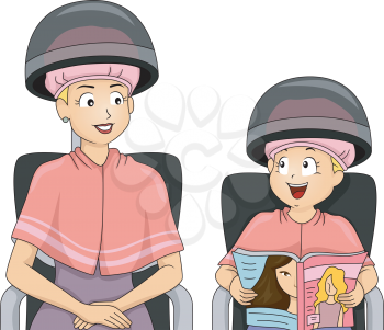 Illustration of a Mother and Daughter Bonding in a Salon