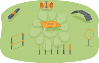 Illustration of a Park Where Agility Training for Dogs is Usually Held