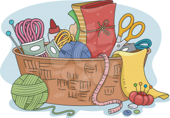 Illustration Featuring Different Materials Used in Rug Hooking