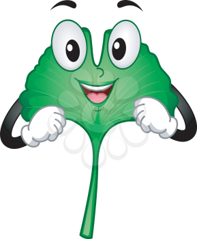 Mascot Illustration Featuring a Smiling Ginkgo Biloba