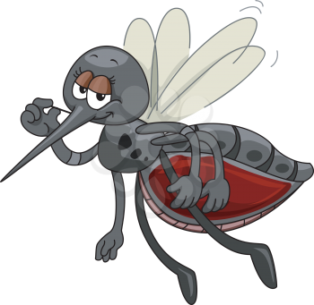 Mascot Illustration Featuring a Satisfied Mosquito Sporting a Bloated Tummy