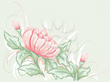 Shabby Chic-Themed Illustration Featuring Water Lilies