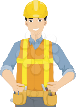 Illustration of a Man Dressed in Construction Gear