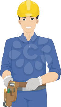 Illustration of a Man Dressed as an Electrician