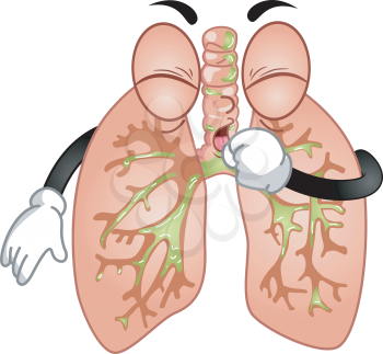 Mascot Illustration Featuring a Pair of Lungs Trying to Cough Out Pleghm