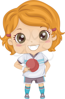 Illustration of a Girl Holding a Table Tennis Racket