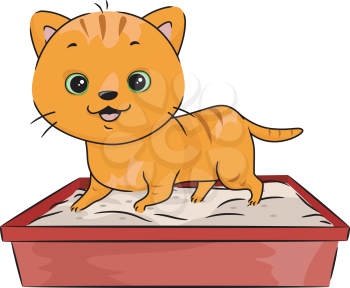 Illustration Featuring a Cat Walking All Over its Litter Box