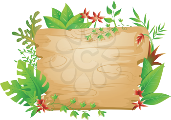Border Illustration Featuring a Blank Board Surrounded by Jungle Plants