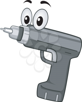 Mascot Illustration of an Electric Drill