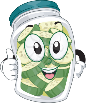 Mascot Illustration Featuring a Pickle Jar Doing a Thumbs Up