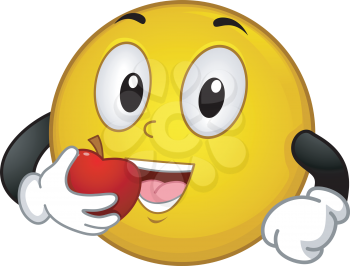 Illustration of a Smiley Eating an Apple