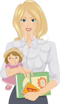 Illustration Featuring a Female Daycare Worker