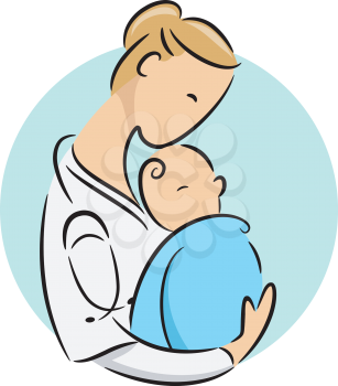 Icon Illustration Featuring a Doctor Cradling a Newborn