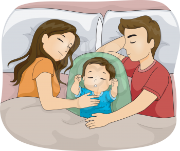 Illustration Featuring a Family Sleeping Together