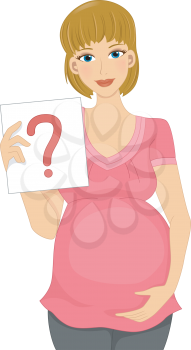 Illustration Featuring a Pregnant Woman Holding a Board with a Question Mark
