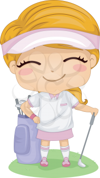 Illustration Featuring a Little Female Golfer