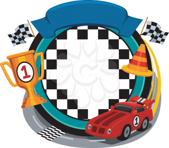 Frame Illustration Featuring Car Racing Items