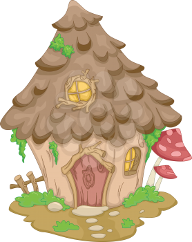 Illustration Featuring a Cute Gnome House