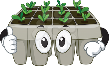 Mascot Illustration Featuring a Seedling Tray