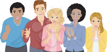 Illustration Featuring a Group of People Wearing Shocked Expressions
