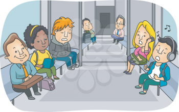 Illustration Featuring the Passengers of a Subway Train