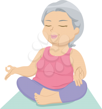 Illustration Featuring an Elderly Female Doing Yoga