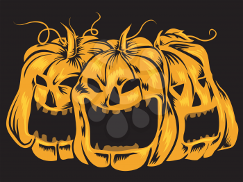 Halloween-Themed Illustration Featuring Creepy Jack-o'-Lanterns