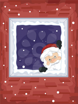 Frame Illustration Featuring Santa Peeking From the Window