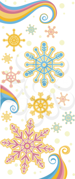 Border Illustration Featuring Multi-Colored Snowflakes
