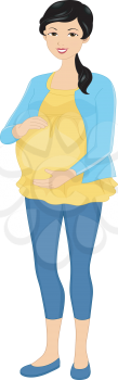 Illustration Featuring a Pregnant Asian