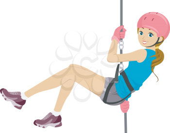 Illustration Featuring a Girl Rappelling Down 