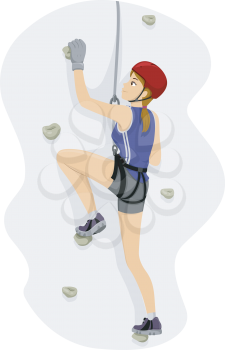Illustration Featuring a Girl Rock Climbing