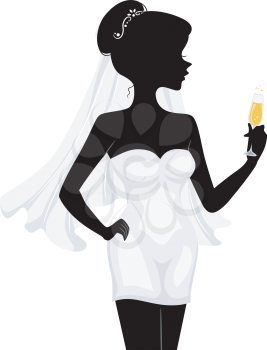 Illustration Featuring the Silhouette of a Bachelorette Holding a Glass of Wine