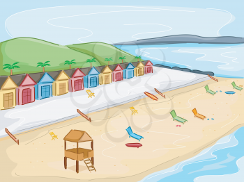 Illustration Featuring Cabins by the Beach