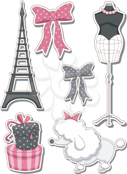 Illustration of Different Items Commonly Associated With Paris