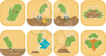 Icon Illustration Demonstrating the Agricultural Cycle