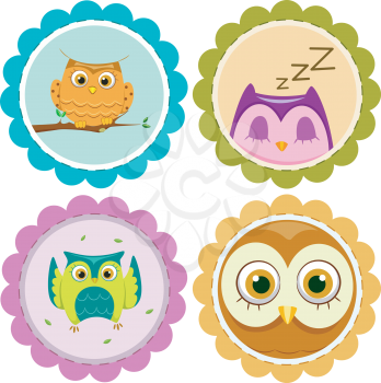 Illustration of Cute and Colorful Owls Doing Different Activities