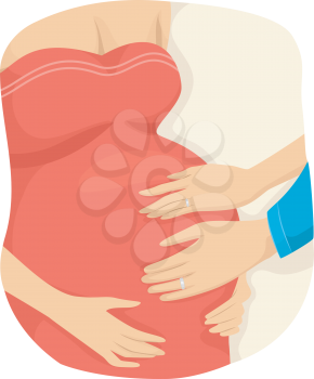 Illustration of a Couple Checking the Condition of the Surrogate Mother Bearing Their Child