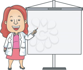 Illustration of a Doctor in a Lab Coat Giving a Presentation