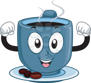 Mascot Illustration of a Strong Cup of Coffee