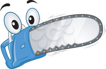 Mascot Illustration of a Chainsaw in Full Throttle