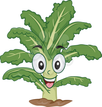 Mascot Illustration of a Kale Rooted to the Ground