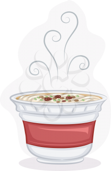 Illustration of a Steaming Cup of Instant Noodles